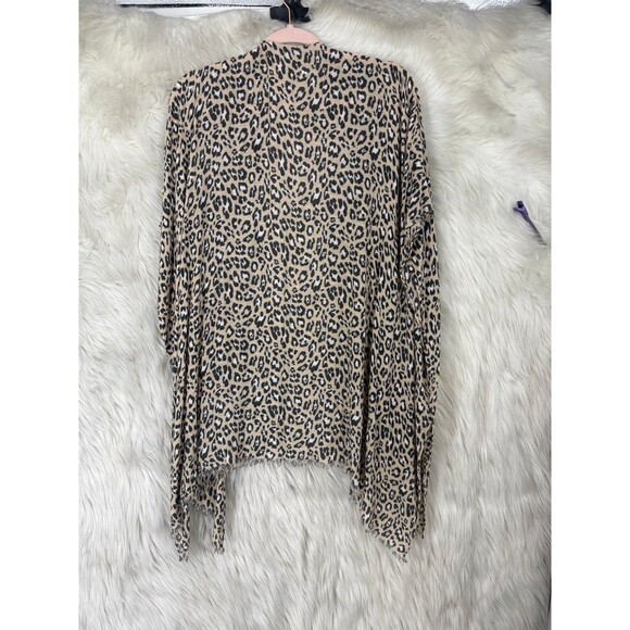 American Eagle Raw Hem Leopard Print Kimono Cardigan Open Front Animal O/S - Picture 4 of 8
